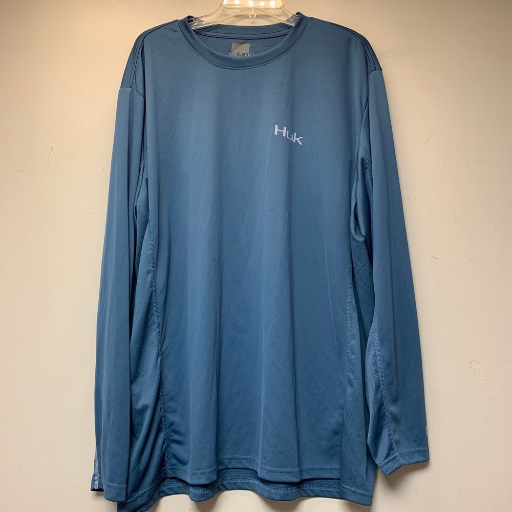 Huk Performance Shirt Mens XXL Blue Excellent Long Sleeve Mesh Fishing Tee